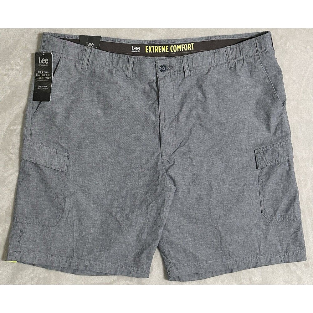 NWT Lee Men's 50 Blue Chambray Extreme Comfort Flex Cargo Shorts Big & Tall